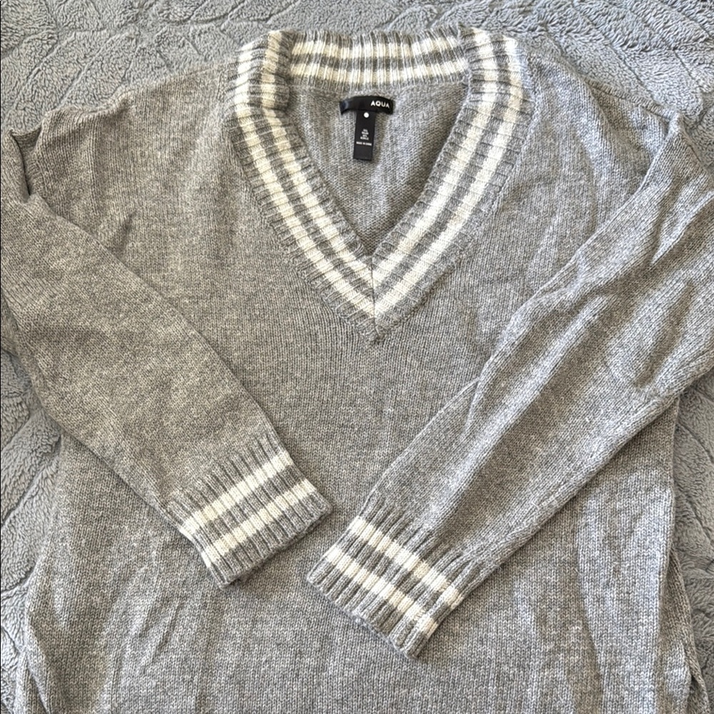 Gray V-Neck Men's Sweater